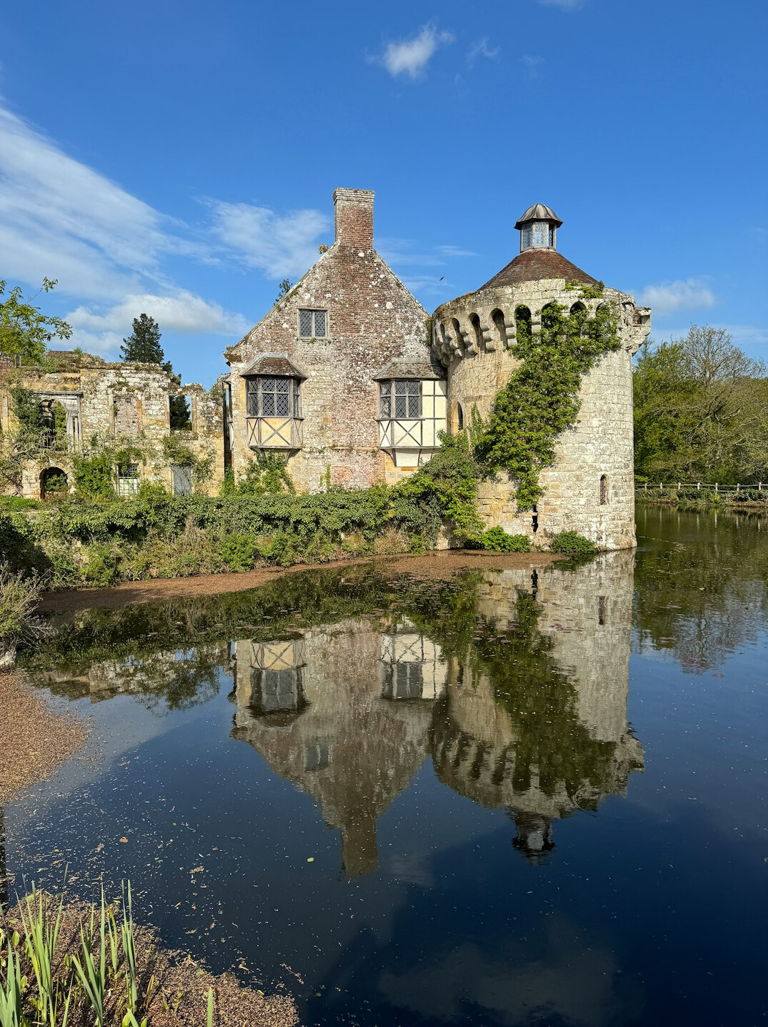 couple exploring old castle ruins